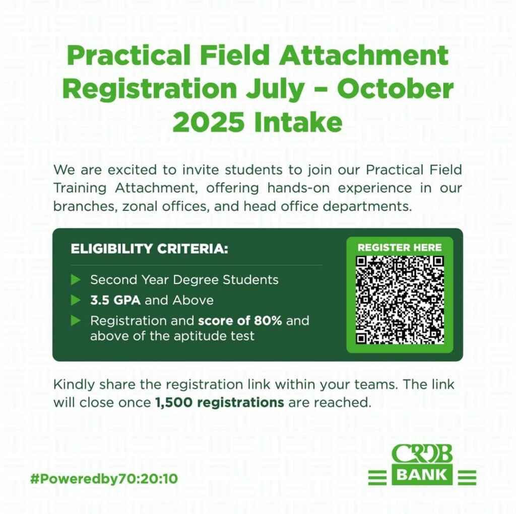 Students Practical Field opportunity at CRDB Bank, 2025 1 CRDB BANK Practical Field Registration 2025