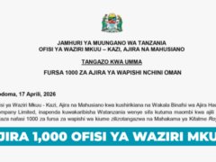 Fursa 1000 za Ajira Ofisi ya waziri mkuu
