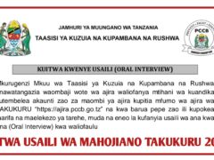 Names Called for Oral Interview at PCCB (TAKUKURU), June 2026